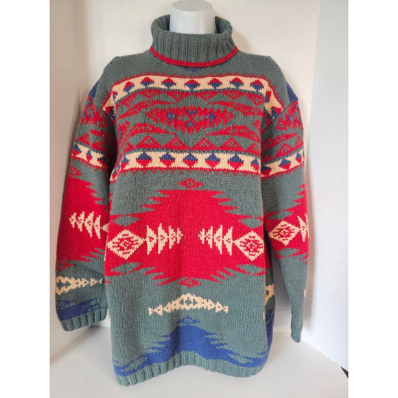 Ralph Lauren Sweaters - Vintage Ralph Lauren Country Dry Goods Tribal Hand Knit Wool Sweater Small EUC